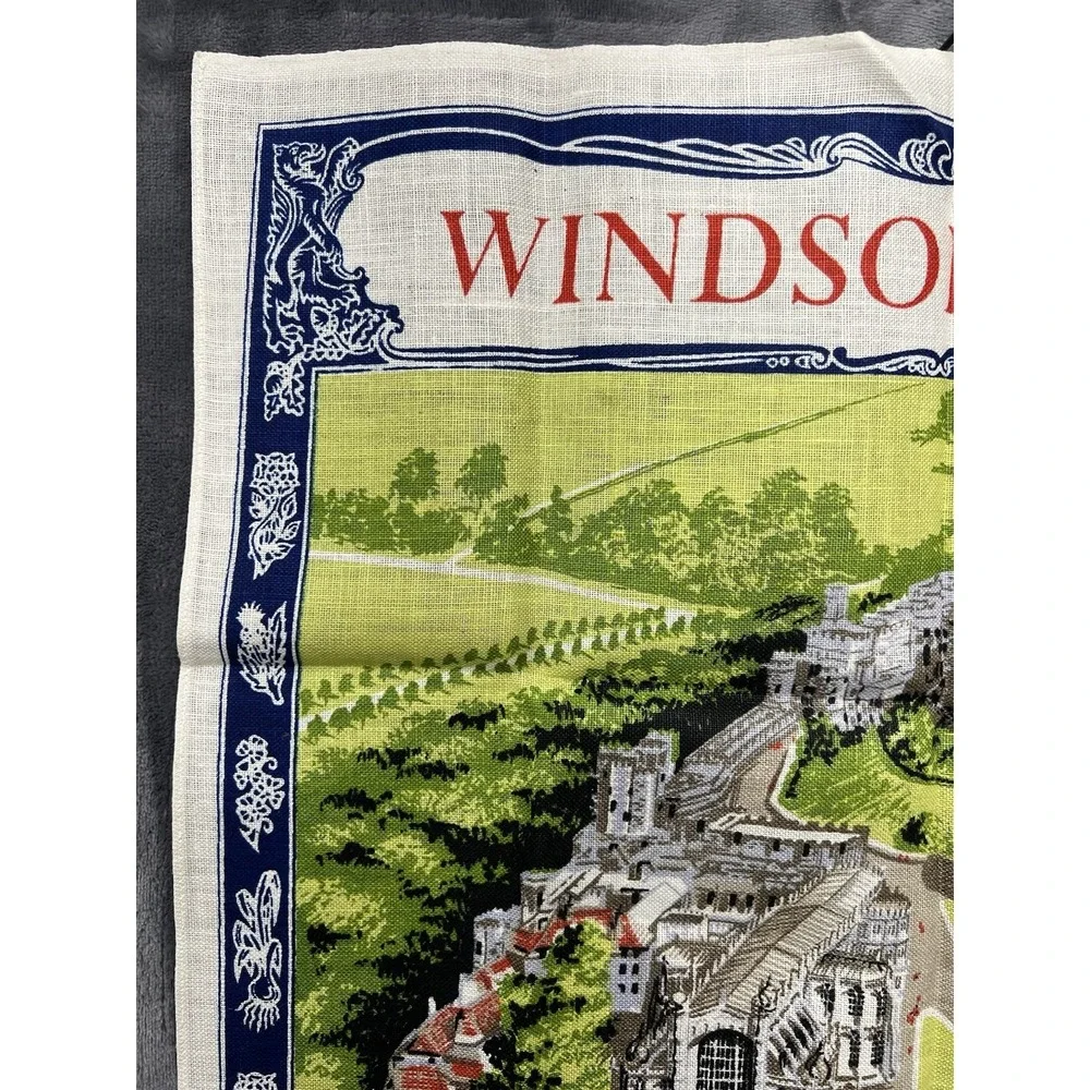 Vintage All Pure Linen Ulster Irish Weavers Windsor Castle Tea Towel